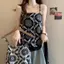 Fat mm Phong cách ngày lễ Sling Áo Vest không tay không đều Kích thước lớn thon gọn hơn Áo in hình cổ điển