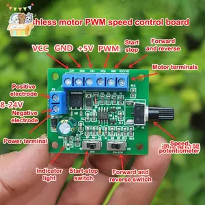 Bộ điều khiển tốc độ động cơ DC không chổi than DC12V 20-30W Có ổ đĩa động cơ không chổi than Bảng điều khiển tốc độ PWM ELWW