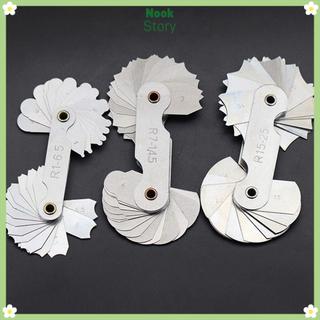 [Còn hàng] NOOKSTORY 16 cái / bộ Máy đo bán kính Máy đo phi lê Bán kính Dụng cụ đo hồ quang bằng thép không gỉ Mẫu đo R