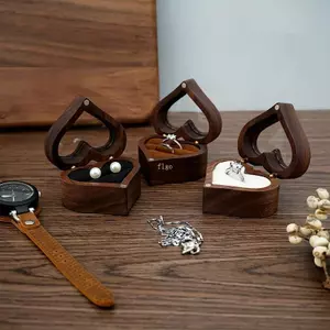 Flgo Hình Trái Tim Quả óc chó Chắc Chắn Hộp Nhung Mềm Mại Nội Thất Người Tổ Chức