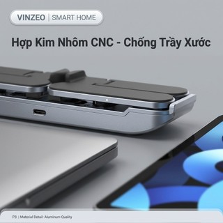[Bảo Hành 1 Đổi 1 - 7 Ngày] Giá Đỡ Laptop/iPad VINZEO - Hợp Kim Nhôm Gấp Gọn, Tản Nhiệt Cao Cấp, Chống Gù Lưng