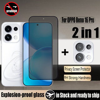 Kính cường lực chống nhìn trộm 2 trong 1 Bảo vệ màn hình riêng tư cho OPPO Reno 16 Pro 5G 15 Flim chống gián điệp có màng máy ảnh ống kính