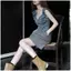 Mùa hè Độc Đáo Đẹp Giảm Tuổi Cao Cấp Niche Cao Cấp Phong Cách Phương Tây Áo Sơ Mi Denim Xanh Nữ