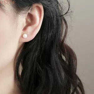 Bông tai ngọc trai WEETWWWW Hàng ngày Ngọt ngào Retro Đơn giản Cá tính Bông tai Hàn Quốc