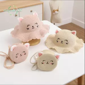 Mũ chống nắng cho bé gái CATMALLER88, Mũ chống nắng nhiều màu cho mèo dễ thương, Mũ đi biển thời trang 2-8 tuổi đi biển