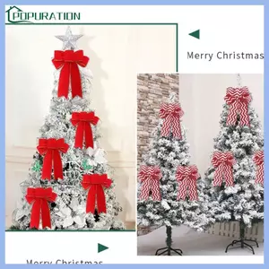 POP Cây Giáng Sinh Sọc Trâu Kẻ Sọc Nai Sừng Tấm Bông Tuyết Mộc Mạc Ruy Băng Dài Dây Nơ Trước Cho Vòng Hoa DIY Bo
