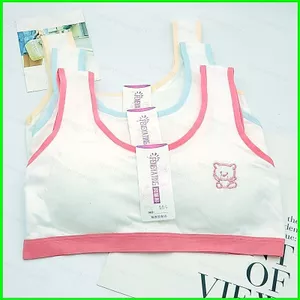 PS1 12-13-14-15-16 Tuổi Trẻ Em Áo Ngực Cho Bé Gái Thanh Thiếu Niên Áo bralette Sinh Viên Áo cotton Hoạt Hình Gấu Ống top underwea