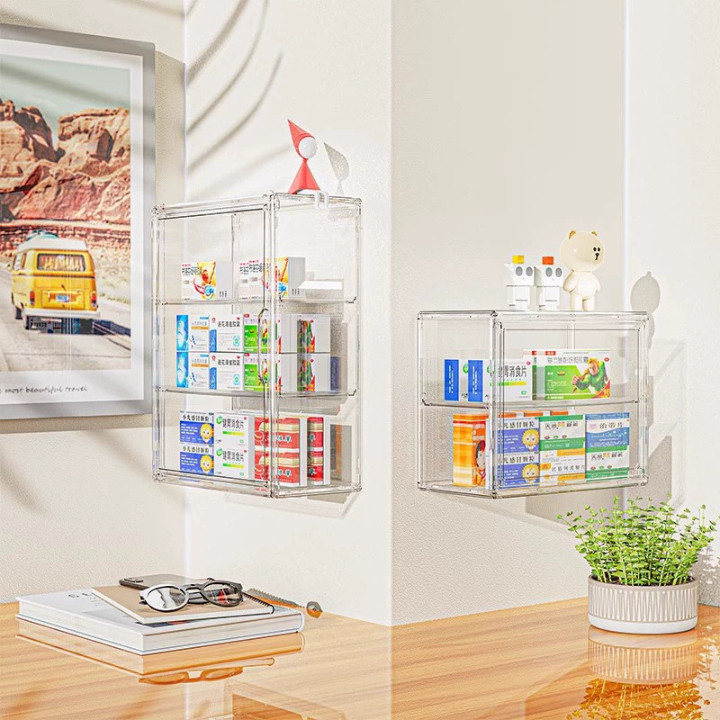 Tủ Đựng Thuốc Y Tế Dán Tường Trong Suốt, Kệ Trưng Bày Gắn Tường Đa Năng, Tiết Kiệm Diện Tích DINO