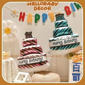 Bóng bánh gato 3 tầng Happy Birthday trang trí sinh nhật