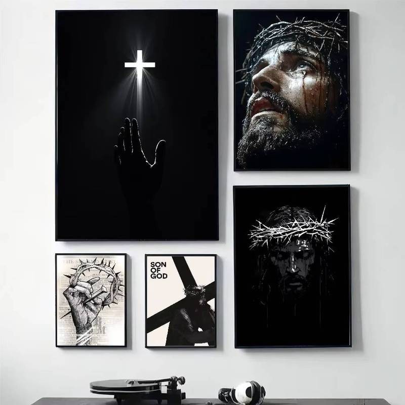 Son of God Jesus Holy Cross Light Wall Art, Poster In Canvas HD, Thích Hợp Cho Gia Đình, Phòng Khách, Tranh Trang Trí Phòng