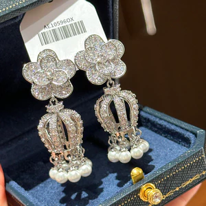 Hàn Quốc Hàn Quốc Hoa Dài Tua Rua Ngọc Trai Zircon Thời Trang Bông Tai Tinh Tế Bán Buôn