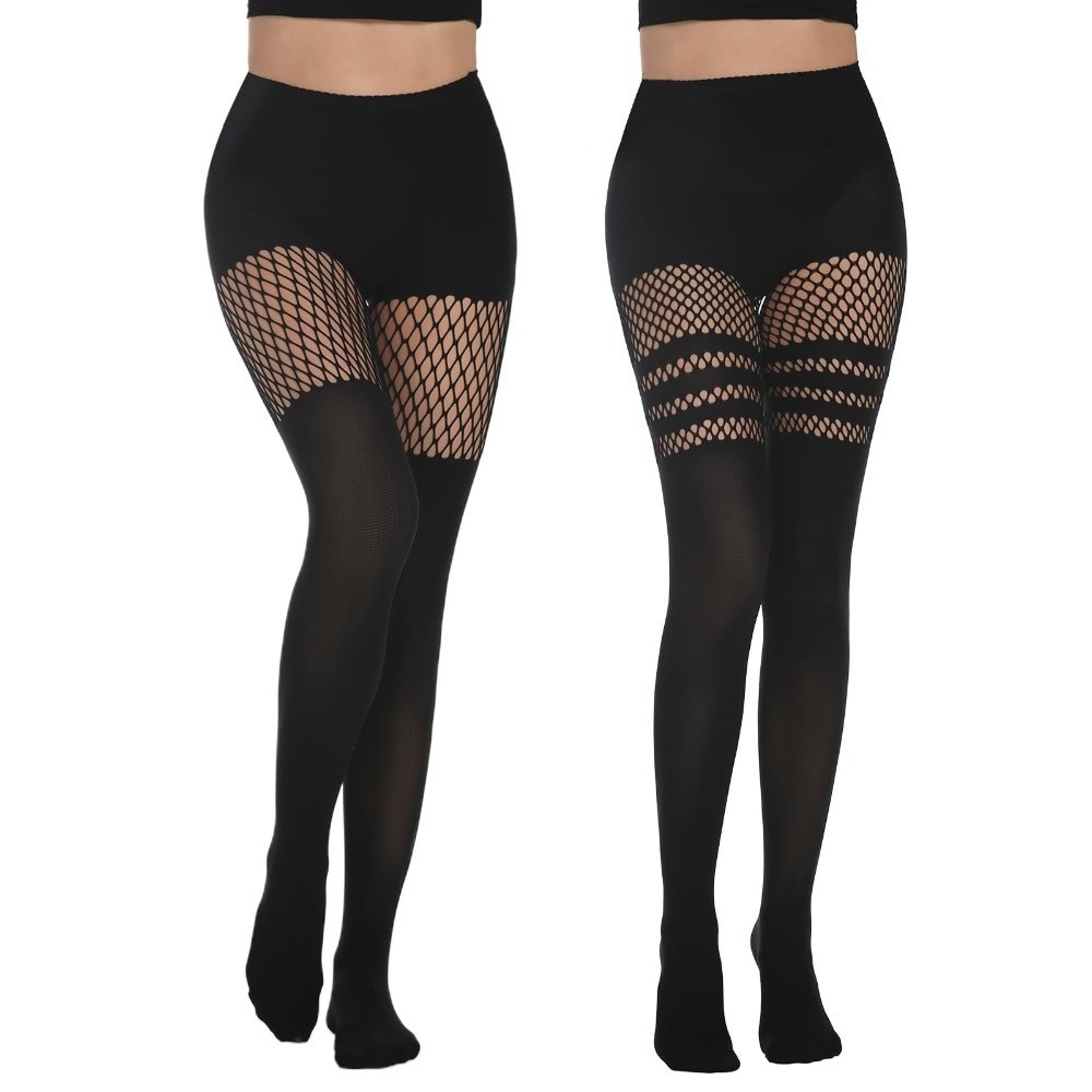 [Vận chuyển nhanh] Vớ cao đùi SIMPLEAID, Vớ len lưới cá, Quần ống gợi cảm kiểu Goth