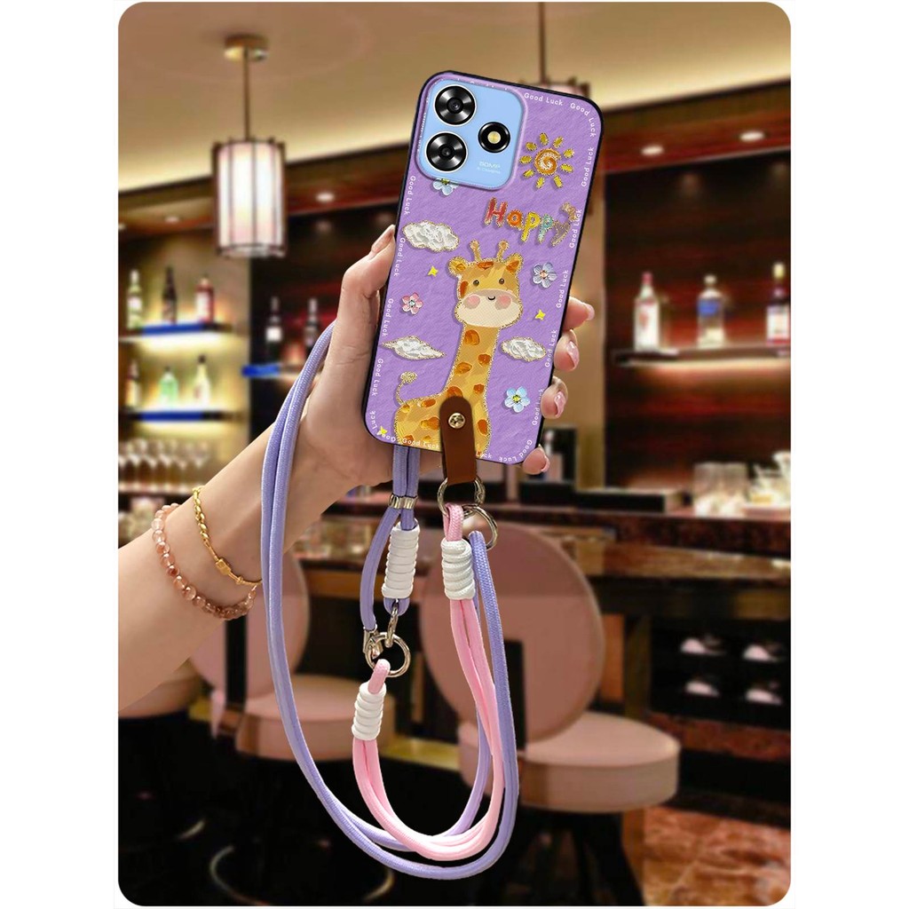 Ốp Điện Thoại Silicon Chống Va Đập Cho ZTE Blade A73 4G / V50 Smart / V50 Design 4G / Axon50Lite Diagonal Dễ Thương Chống Sốc Hoạt Hình Đeo Ngang Bảo Vệ TPU Chống Bụi Bẩn Dây Buộc Vỏ Mềm