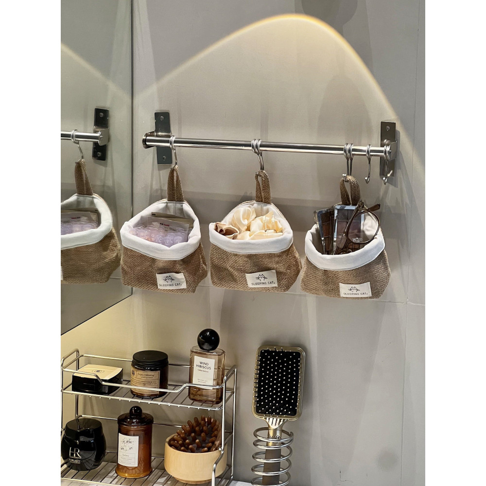 Washstand Giá Để Đồ Túi Treo Hộp Bảo Quản Thép Không Gỉ Mỹ Phẩm Giỏ Giỏ Vải Vệ Sinh Phòng Tắm Nhà Vệ Sinh Nhà Vệ Sinh