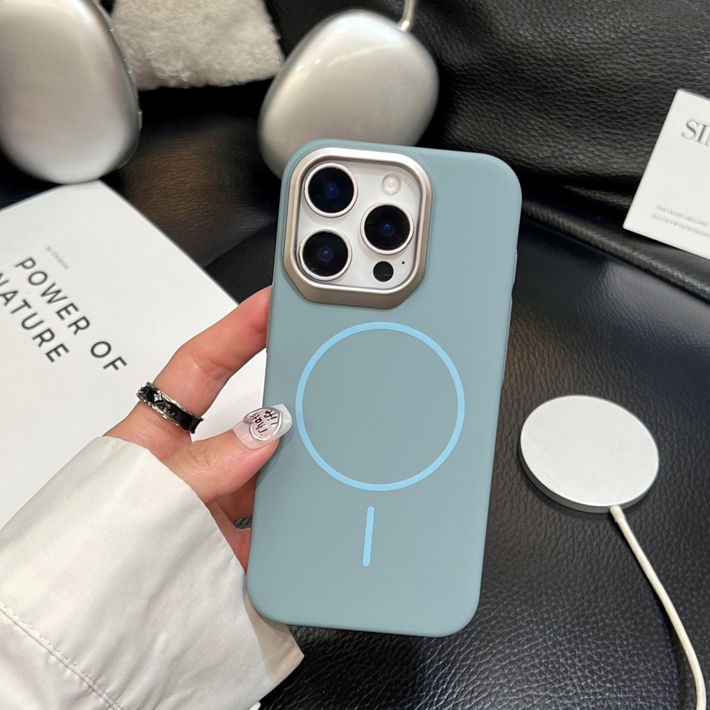 Thích hợp cho iPhone 16 Pro Max PC Skin Feel 15 Vỏ điện thoại ống kính 14 lưỡi từ tính