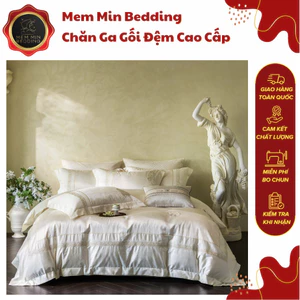 Bộ Chăn Ga Gối Chất Liệu Tencel Cotton Mềm Mại Họa Tiết Thêu Tinh Xảo Sắc Nét - MemMinBedding Luxury