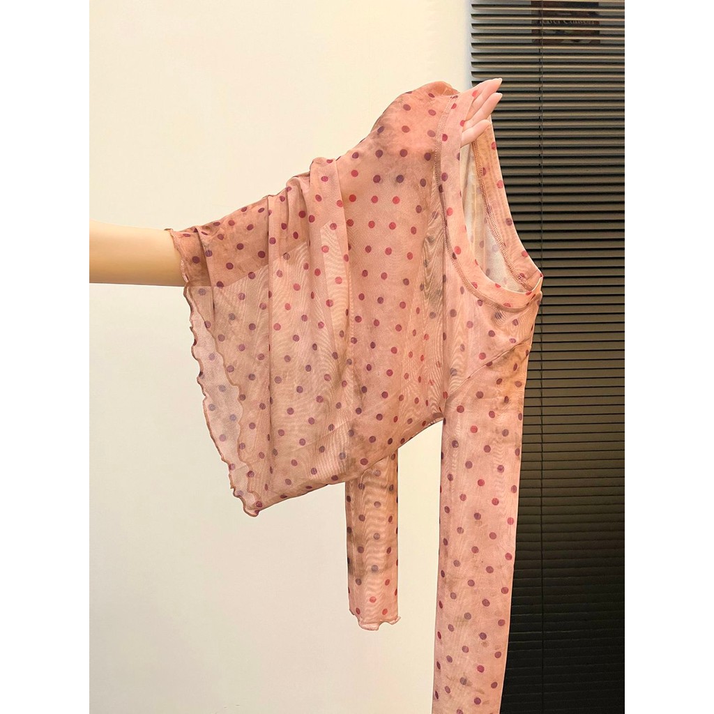 Áo thun dài tay Milyfashion Polka Dot Print All-Match Top Gạc Y2K