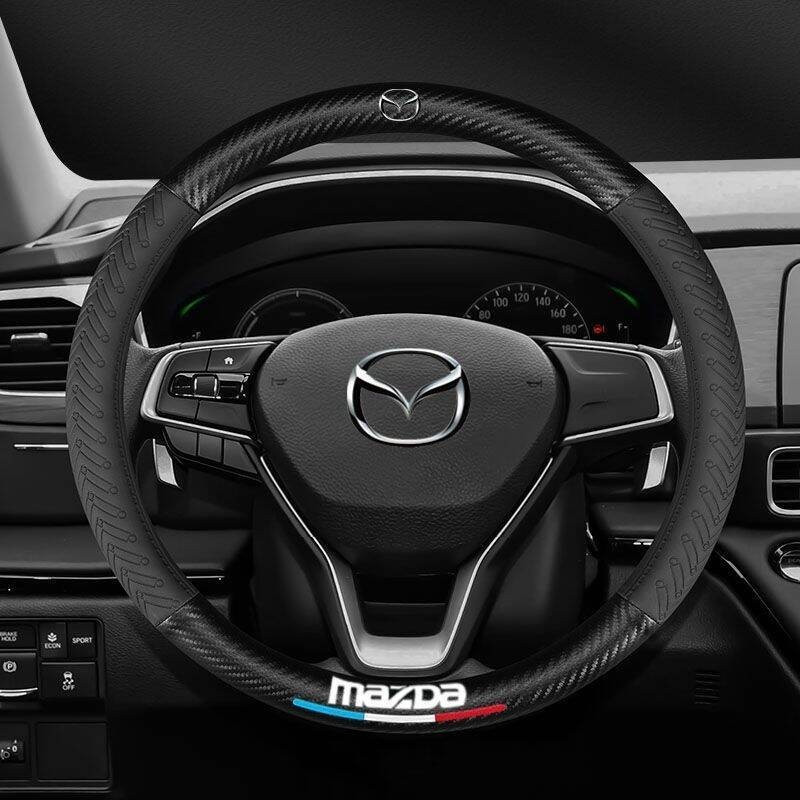 Dành Cho Xe Mazda 2 3 5 6 8 CX5 CX7 CX3 CX9 RX MX CX30 BT50 Sợi Carbon Da Thoáng Khí Ô Tô Vô Lăng Bao Phụ Kiện 38cm