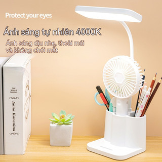 Đèn bàn thông minh INS Style ️ Điều chỉnh nhiệt độ ba màu mờ vô cấp + Giá đỡ điện thoại di động + Hộp đựng bút