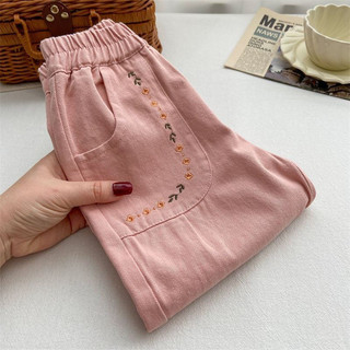 Quần dài thêu hoa phong cách Hàn Quốc cho bé gái - Chất cotton mềm thoáng, dáng rộng dễ mặc