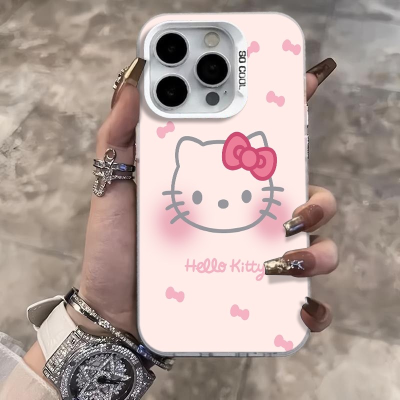 Ốp Lưng iPhone Hình Hello Kitty Nơ Dễ Thương - Tương Thích 16/15/14/13/12/11 Pro Max, XS Max, X