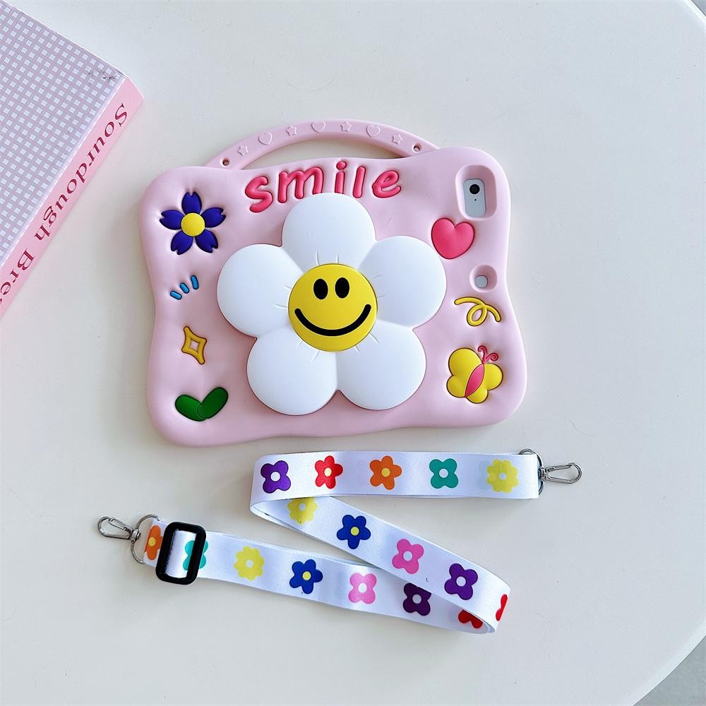 Ốp Lưng Tương Thích Cho Honor Pad X9 11.5inch 2023 2024 Màu Hồng Hoạt Hình Dễ Thương Trẻ Em Silicon Chống Sốc Hoa Mềm Vỏ Máy Tính Bảng Dây Đeo Bao
