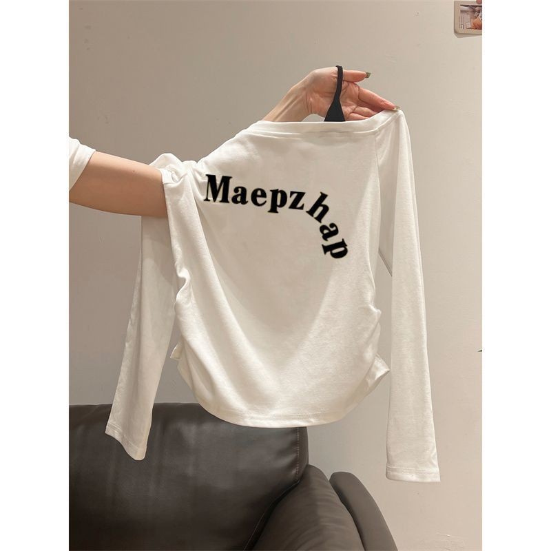 Milyfashion Dây Đeo Vai chéo Khâu Tay Dài T Giả Hai Mảnh Không Dây Màu Xám Đi Lại Thường Ngày Hàng Đầu Hợp Thời Trang Quần Áo Nữ