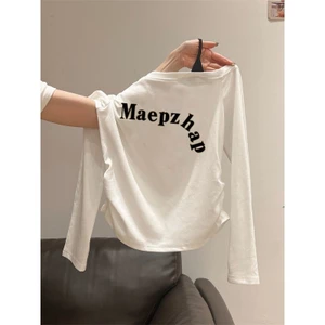 Milyfashion Dây Đeo Vai chéo Khâu Tay Dài T Giả Hai Mảnh Không Dây Màu Xám Đi Lại Thường Ngày Hàng Đầu Hợp Thời Trang Quần Áo Nữ