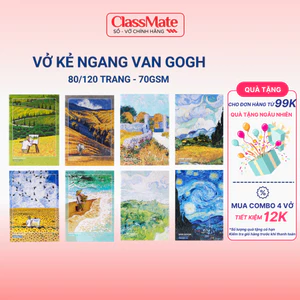 Vở Kẻ Ngang B5 Tập Vở Kẻ Ngang Quyển Vở Viết Van Gogh 72/80/120/200Trang Pattern Bìa Chống Nước Giấy Mịn -AT