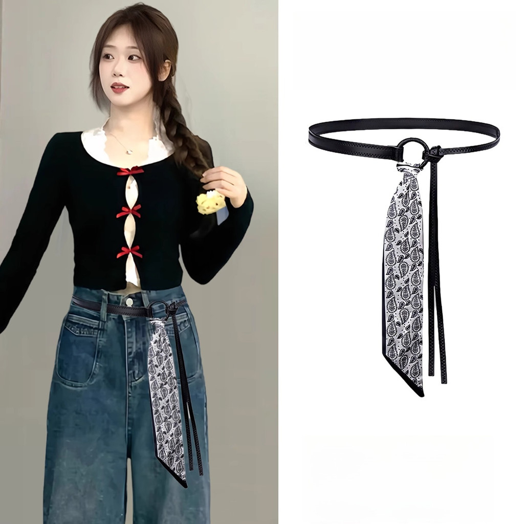 Thắt lưng nữ điều chỉnh được, thiết kế khăn lụa phức tạp, thời trang