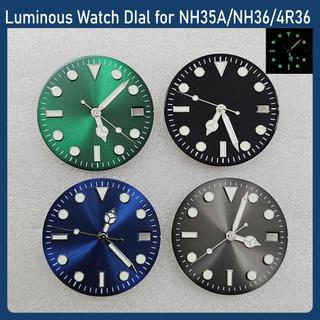 Mặt số đồng hồ phát sáng 28,5mm cho SEIKO Mod Refit NH35 NH36 4R36 Phong trào triệt để Hoa văn chống nắng phát sáng ban đêm màu xanh lá cây Sửa chữa các bộ phận mặt đồng hồ