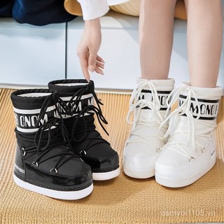 Thể thao ngoài trời Giày bốt tuyết đế dày Giày nữ Lông cừu tay ấm áp Giày bốt Cotton bốt ngắn