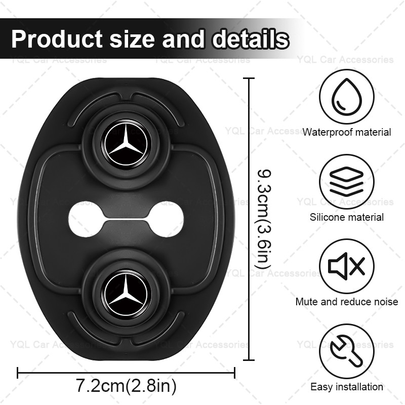Phim Bảo Vệ Giảm Chấn Cửa Silicon Khóa Cửa Ô Tô Dành Cho Xe Mercedes Benz Class W212 W211 W210 W203 W204 W205 CLA GLK CLS A C E Class