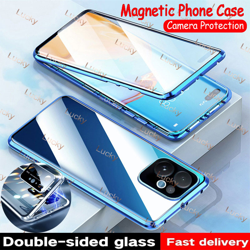 Ốp Bảo Vệ Camera Vivo V60 5G Cho Vivo V60 5G V60 V50 Pro Lite V50E V60 Vivo V60 4G 5G Kính Hai Mặt Lật Từ Tính Ốp Lưng Điện Thoại Kim Loại Full 360° Vỏ cứng bảo vệ