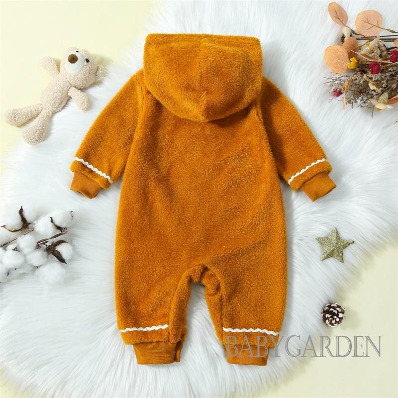 Trẻ Sơ Sinh Cho Bé Giáng Sinh Fuzzy Jumpsuit Bánh Gừng Người Dễ Thương Có Mũ Trùm Đầu Áo Liền Quần Trang Phục Quần Áo