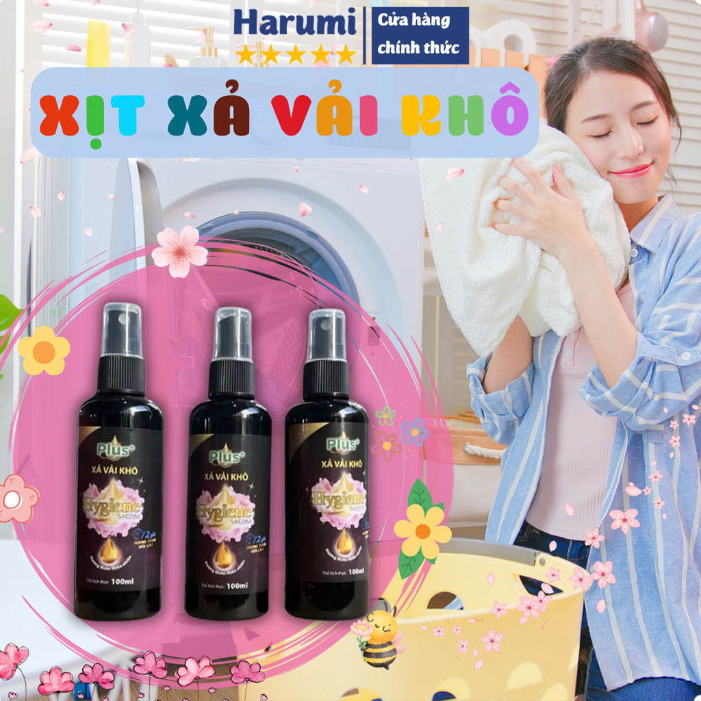 Chai Nước Xả Vải Khô Hygiene Sacom Plus+ Giữ Hương Thơm Lâu Trên Quần Áo, Vải Chai 100mL, Xịt Xả Vải Khô Thơm Lâu