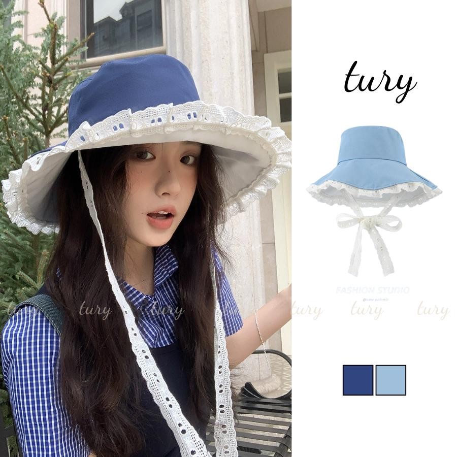 Mũ Tai Bèo Nữ - Tury - Mũ Bucket Rộng Vành Phối Viền Và Dây Ren - NV086