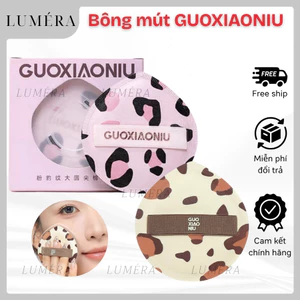 Bông mút GUOXIAONIU bông phấn size lớn họa tiết da báo tán nền đều sử dụng ướt và khô