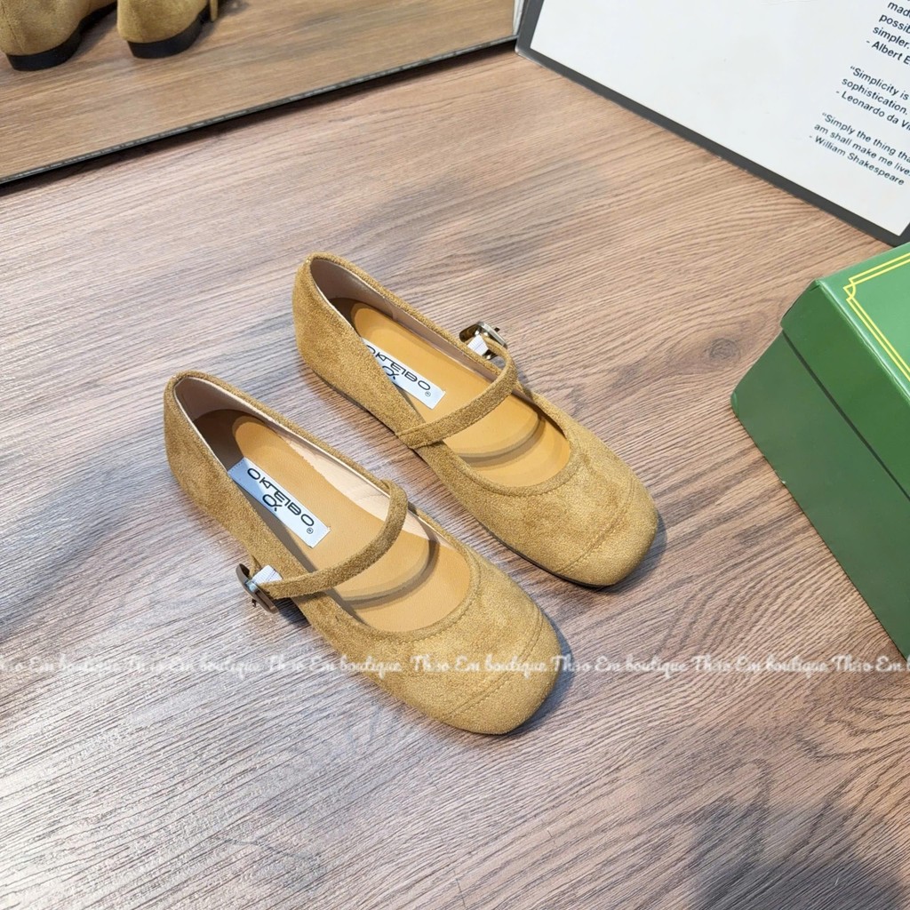 [Thảo Em - BB25] Giày búp bê nữ đế mềm da lộn phối mũi xinh cá tính thời trang [ Sẵn Hàng ]