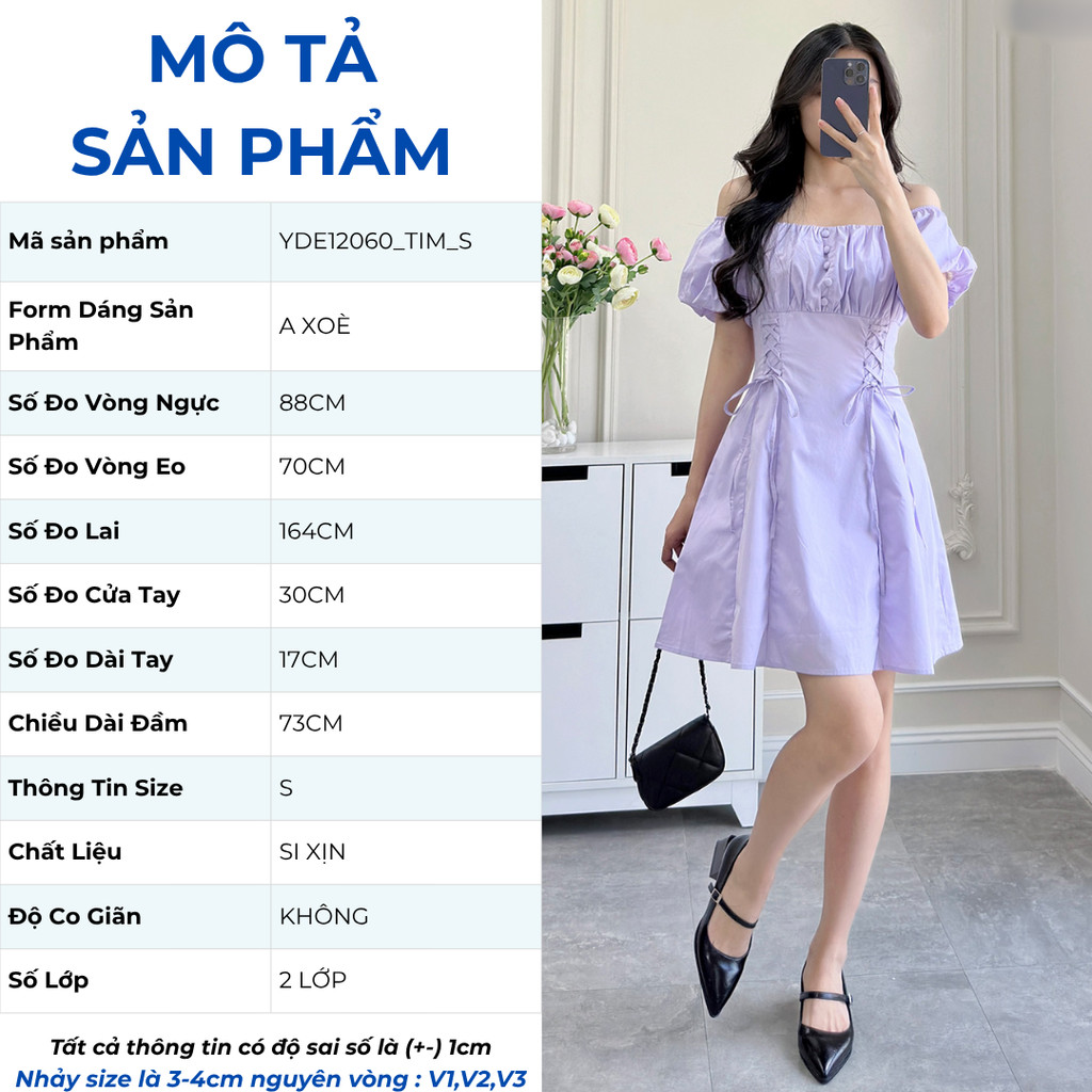 Đầm Nữ Gmorning - GUMAC Form A Xòe Tay Phồng Xếp Ly Ngực Thanh Lịch YDE12060