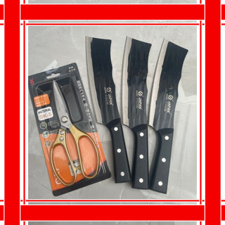 chuyên sỉ - (4 món) BỘ 3 DAO +kéo THÉP JANPAN KHÔNG GỈ+ 1 KÉO SK5