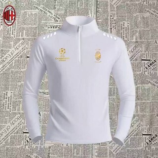 European Champions League New Real Madrid Quick-Drying Sports Long-Sleeved Men's Football Training Half Zipper T-shirt Breathable Casual Stand Collar Top kIly