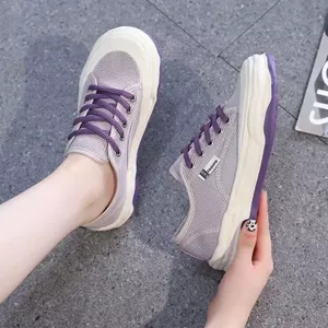 Giày Lưới Dày Đế Dày Nữ Lưới Thoáng Khí Giày Trắng Giày Thể Thao Rỗng Ren Sinh Viên Giày Nữ Tăng Thời Trang Thấp Nhẹ GO6A