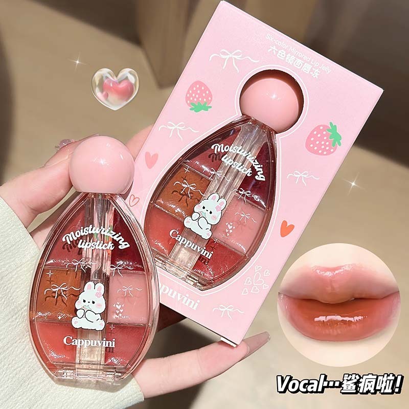 CAPPUVINI [Son bóng gương 6 màu] – Hiệu ứng môi thủy tinh, căng mọng, giá sv, makeup tự nhiên