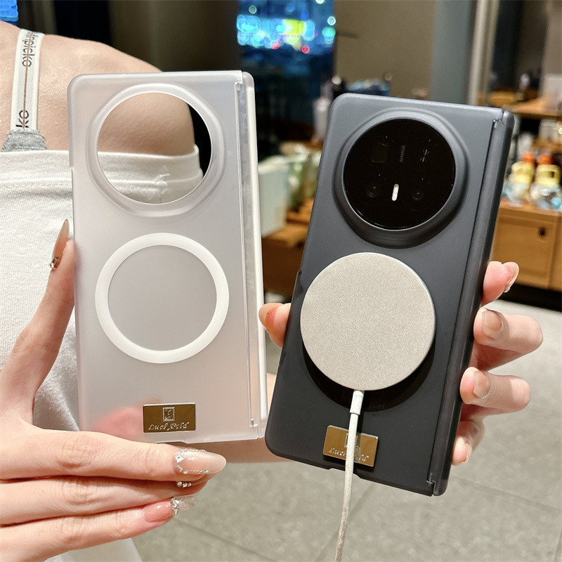 Vỏ cứng mờ hai trục từ tính Funda cho Honor Magic V6 V5 V3 VS3 V3 Vỏ chống sốc màu đen trong suốt
