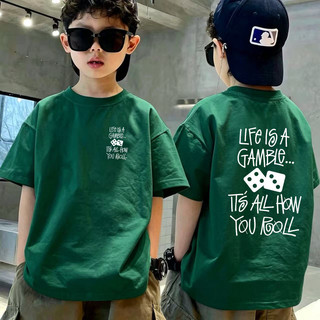 Áo Thun Hè Unisex In Chữ Graffiti & Họa Tiết Xúc Xắc, Chất Vải Bông Thoáng Mát Thấm Mồ Hôi COD