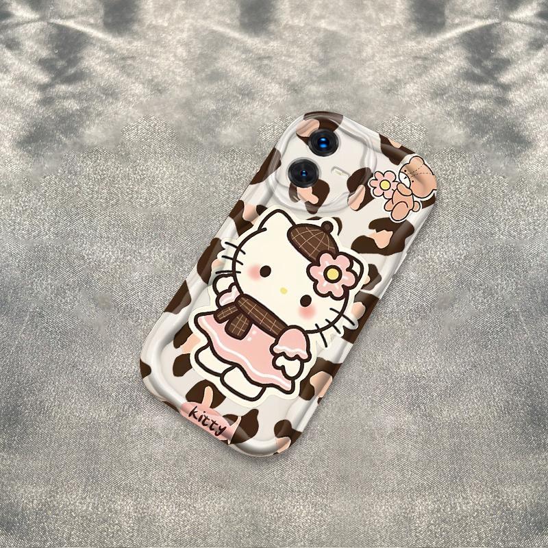 Vỏ Silicon Hoạt Hình Cho VIVO Y22 Y22S 4G 3D Vỏ Điện Thoại Mềm TPU Da Báo In Hình Kitty Ốp Lưng Chống Sốc