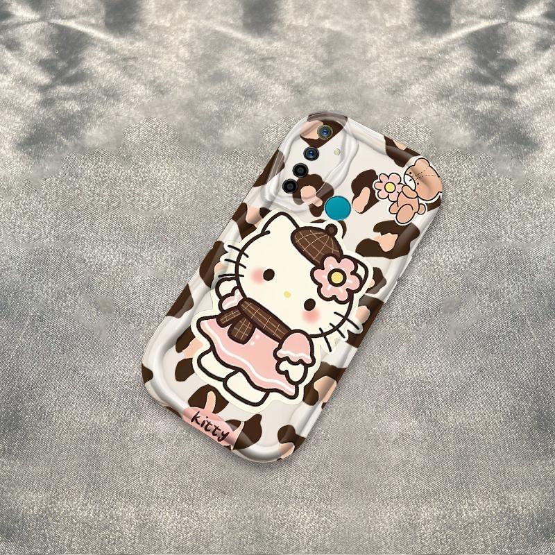 Vỏ Silicon Hoạt Hình Cho Realme 5 5i 5S 6i 3D Vỏ Điện Thoại Mềm TPU Da Báo In Hình Kitty Ốp Lưng Chống Sốc