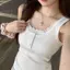 Áo Vest hình chữ I hai mảnh giả ren dành cho nữ Phong cách mới Slim-fit Slimmer Look Áo không tay ngắn