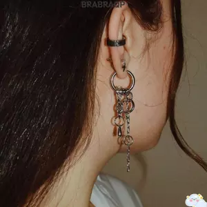Bông tai mặt dây chuyền giọt nước BRABRAAA, Vòng tròn màu bạc Vòng bông tai, Thời trang phong cách Harajuku Y2K Punk Dangle Ear Studs Trang sức